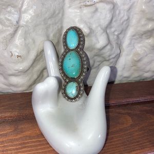 3 Stone Turquoise and Silver ring